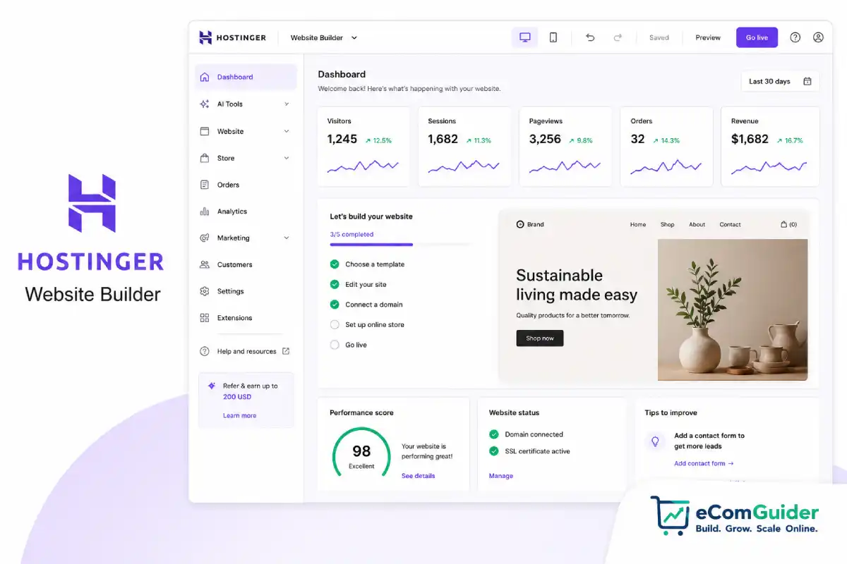 Hostinger Website Builder features pricing AI tools and use cases
