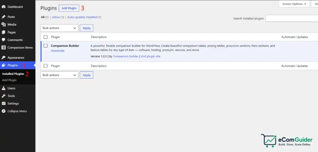 How to install a WordPress plugin from the Plugins menu in the WordPress dashboard