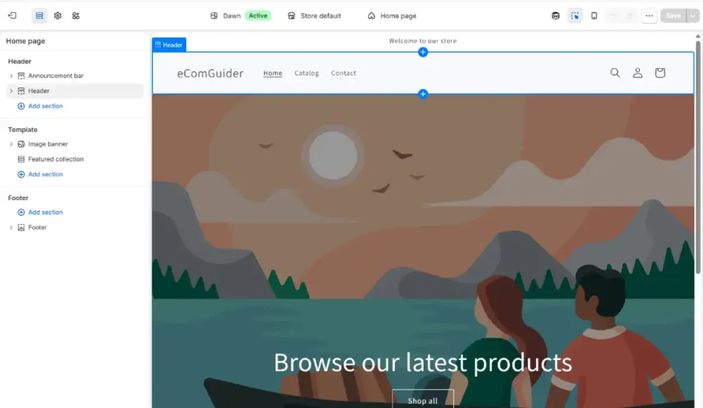 Customize your Shopify store design using the Shopify theme editor