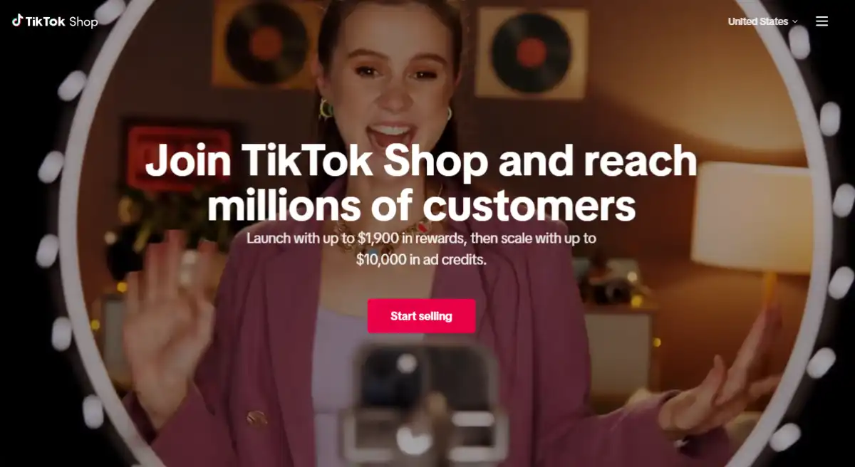TikTok Shop homepage with social commerce and in-app shopping features