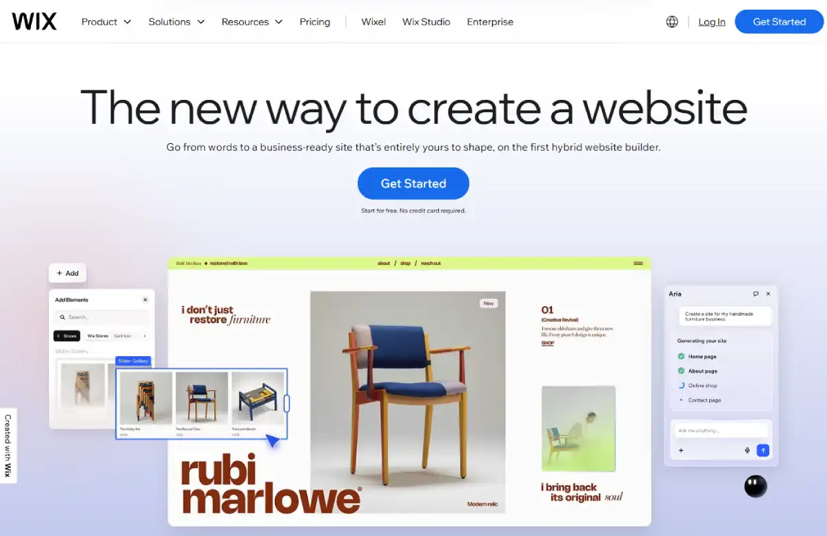Wix website builder homepage