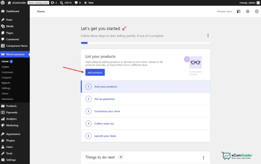 WooCommerce dashboard setup checklist for launching an online store