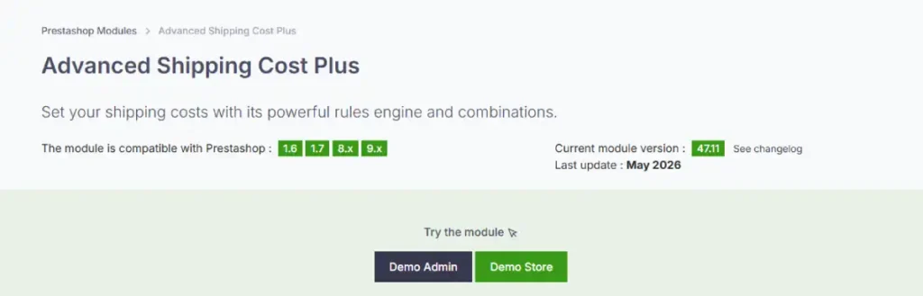 Advanced Shipping Cost PrestaShop Addon