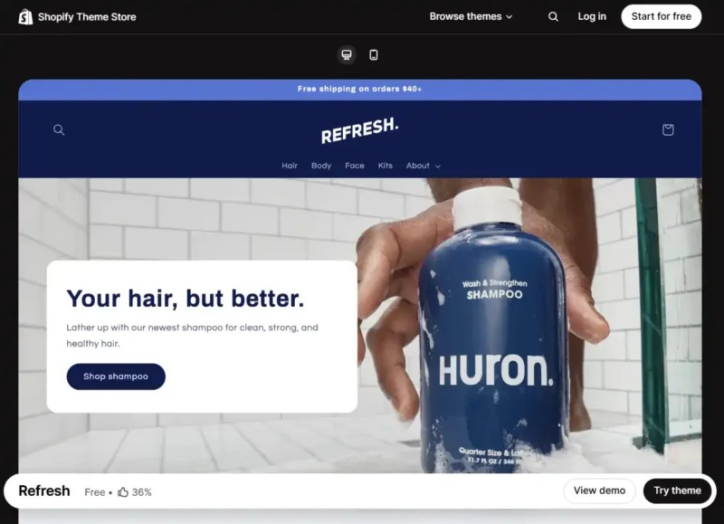 Refresh shopify theme