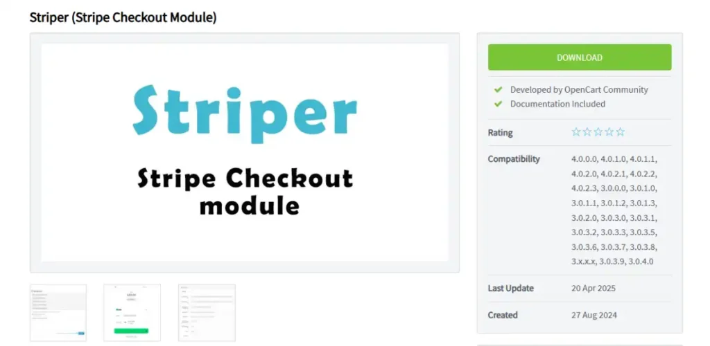 Stripe Extension Opencart