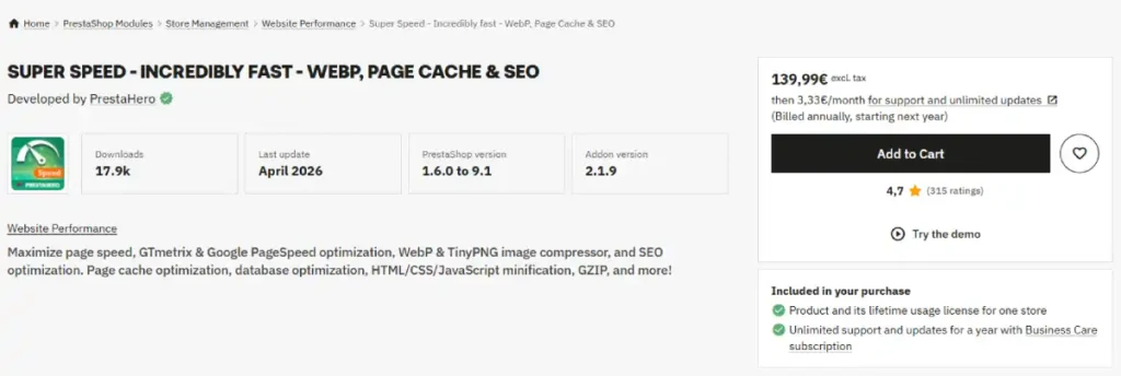 Super Speed PrestaShop Addon