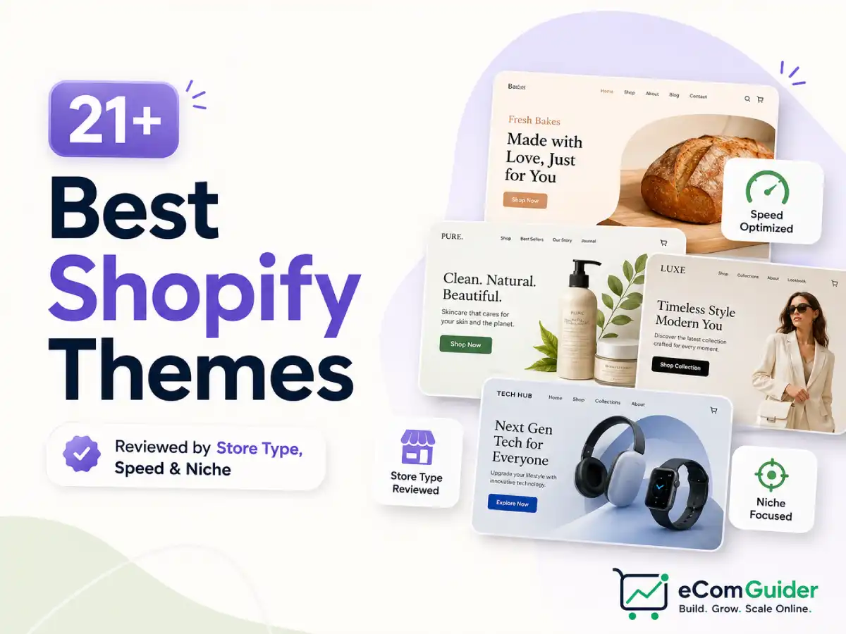 21+ best Shopify themes comparison featuring multiple Shopify storefront designs reviewed by store type, speed, and niche