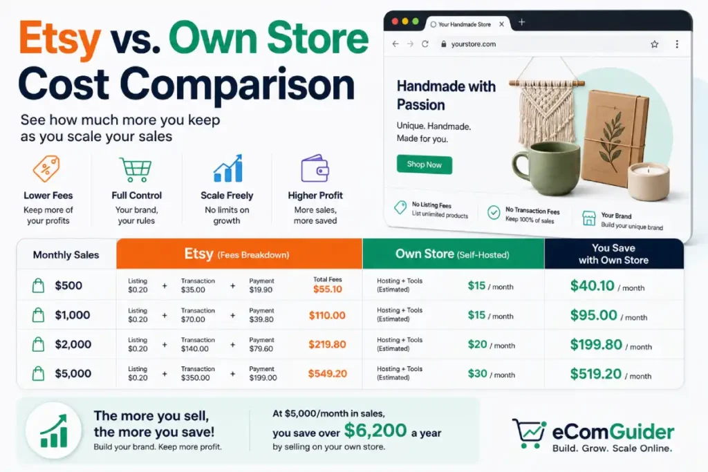 Etsy fees vs own website costs