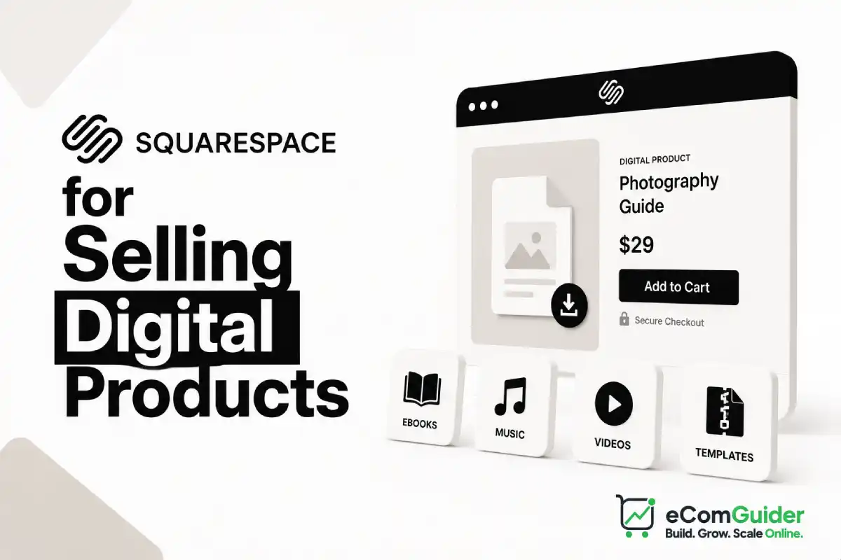 Squarespace digital products storefront for selling ebooks, templates, and downloads