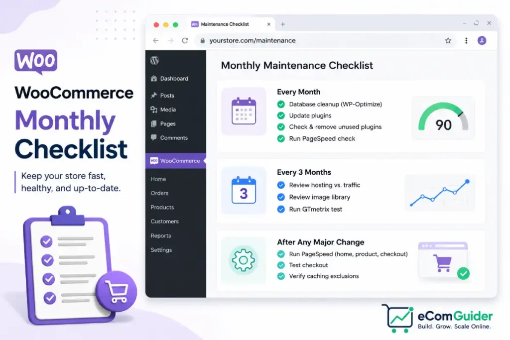 WooCommerce monthly maintenance checklist