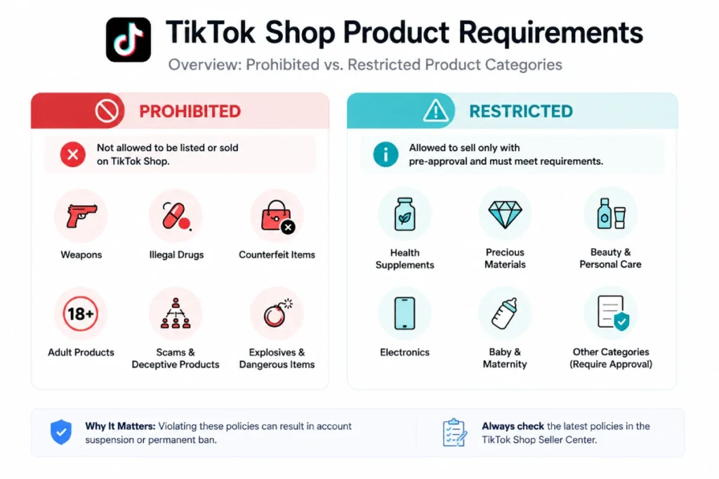 TikTok Shop product requirements